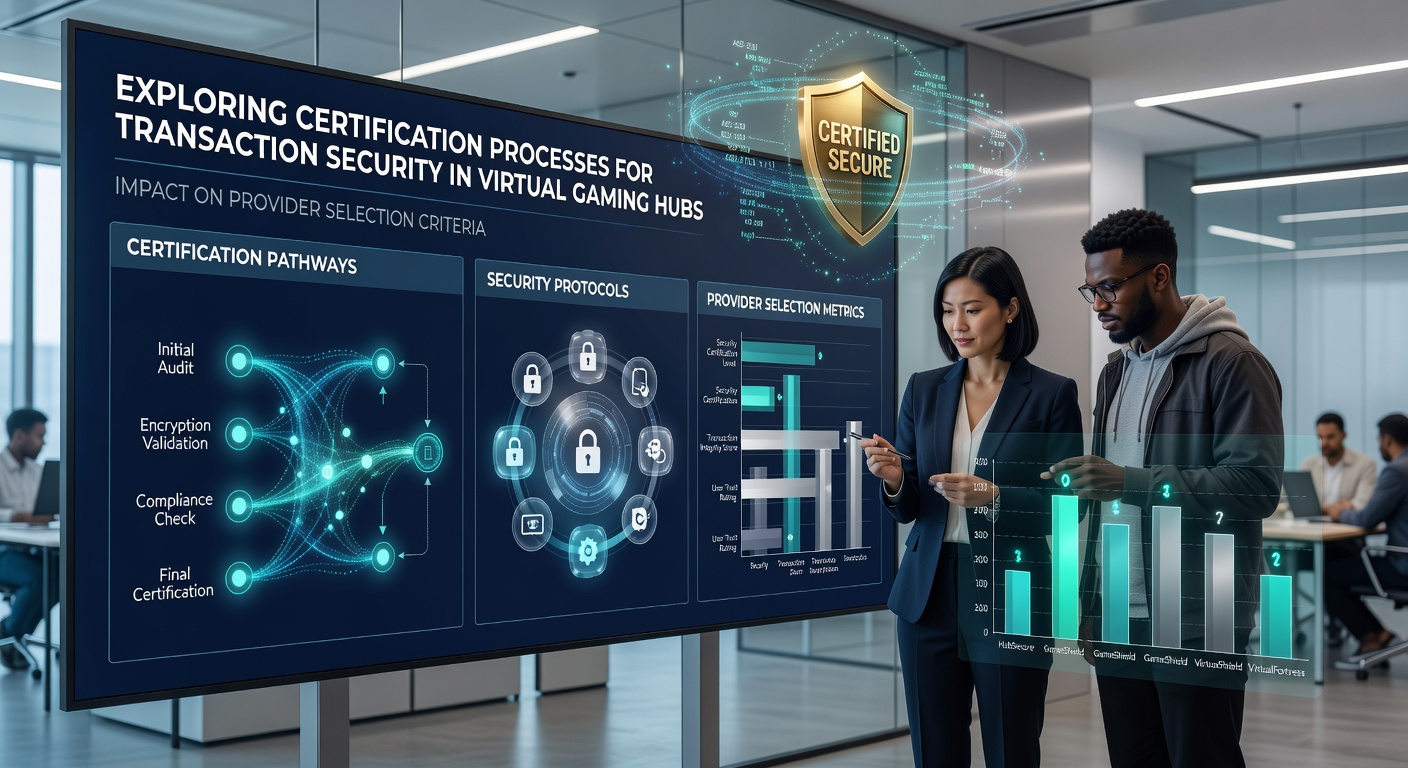 Certification audit team reviewing transaction security protocols at a virtual gaming facility