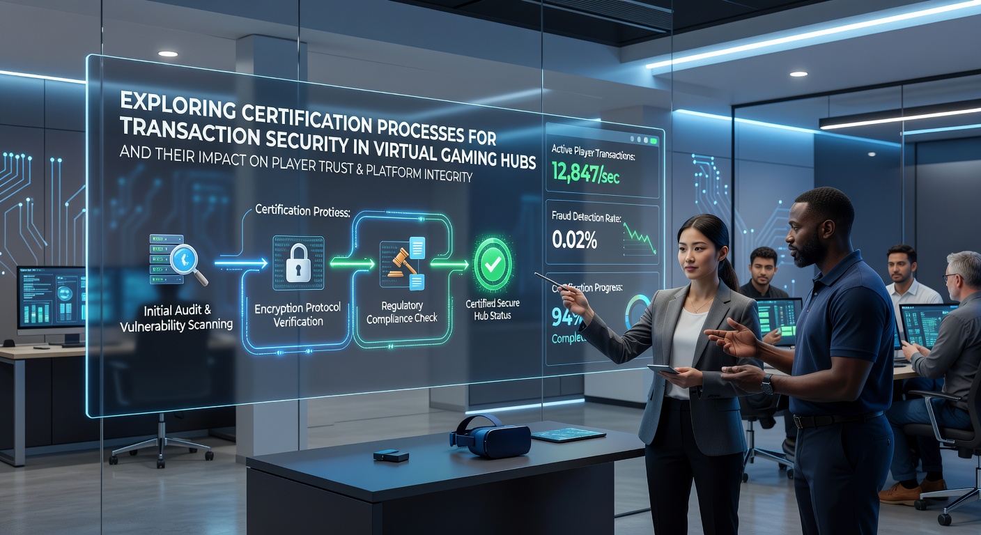 Auditors examining encrypted transaction logs during a certification review in a gaming hub
