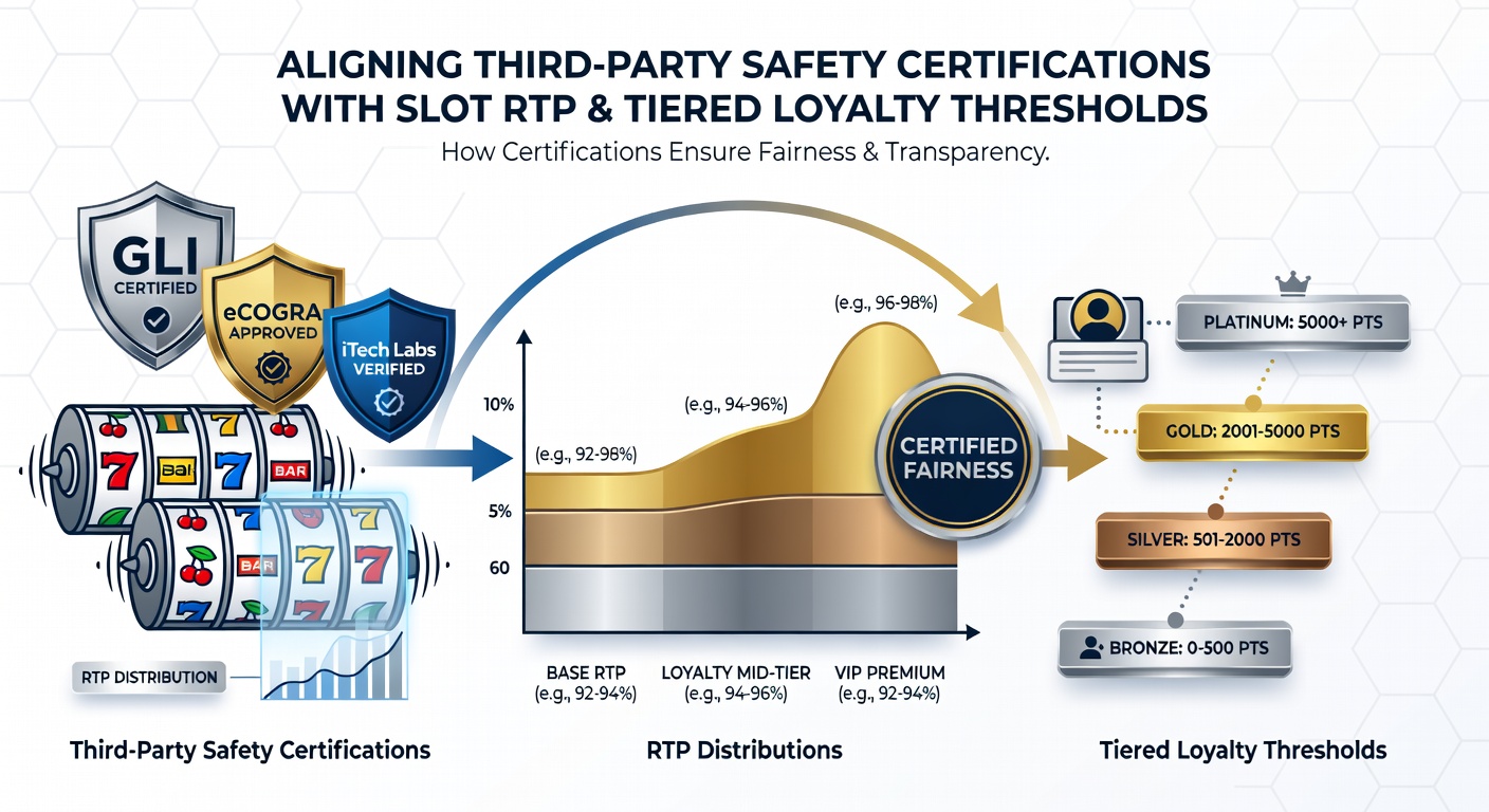 Mobile device displaying aligned RTP metrics next to loyalty tier progress bars during a certification audit review